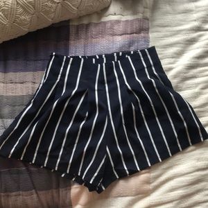 Blue and White Striped Shorts